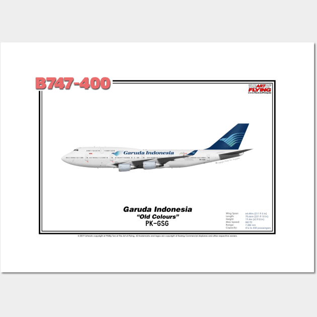 Boeing B747-400 - Garuda Indonesia "Old Colours" (Art Print) Wall Art by TheArtofFlying